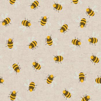 Baumwoll Druck Bienen auf Beige